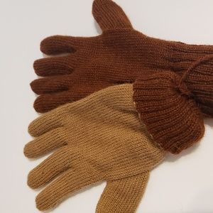 Alpaca Gloves Reversible tan and brown womens